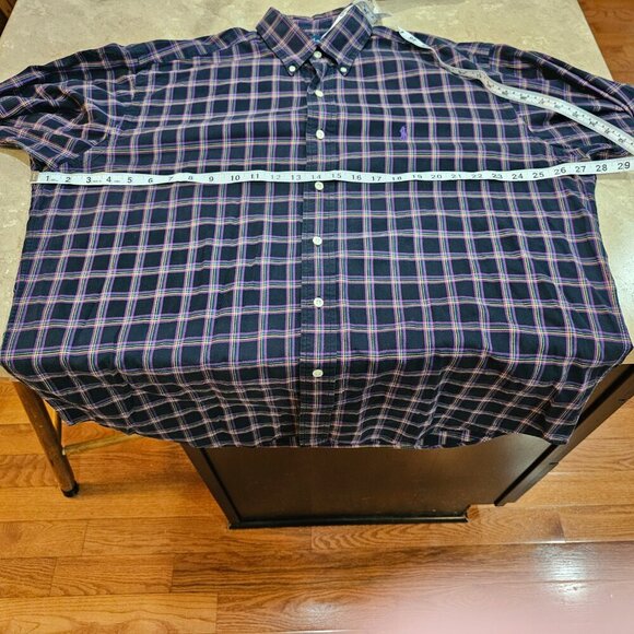 Men's Ralph Lauren Blake Plaid‎ Button Down Shirt Size L Purple Pony - Picture 3 of 7